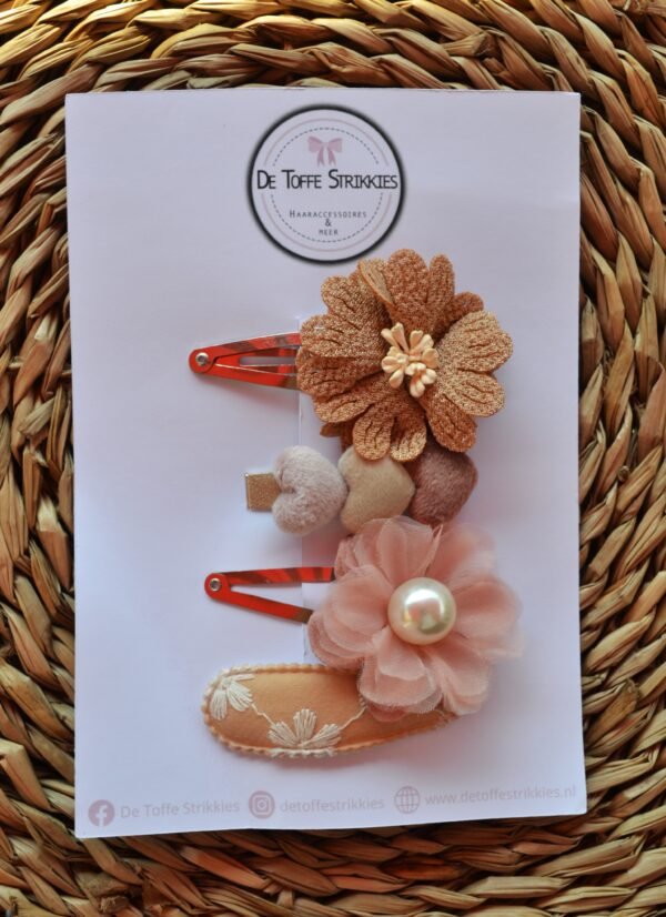 Set bloemen en hart klikklak ~ 5 cm