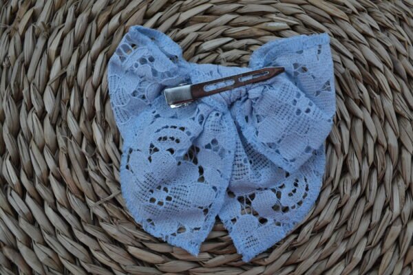 Kanten stof strik licht blauw - Afbeelding 2