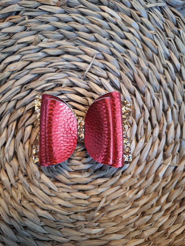 Rood/gouden glitter haarstrik