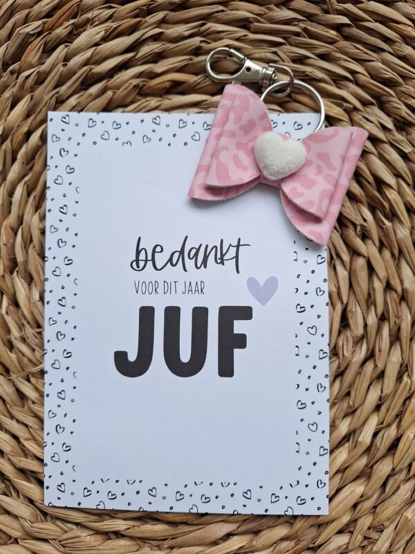 Bedankt juf kaart + sleutelhanger