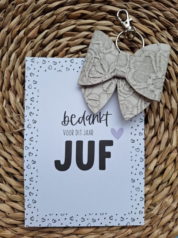 Bedankt juf kaart + sleutelhanger