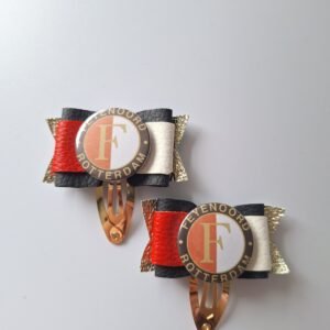 Feyenoord strikjes klikklak speldjes ~ 4 cm